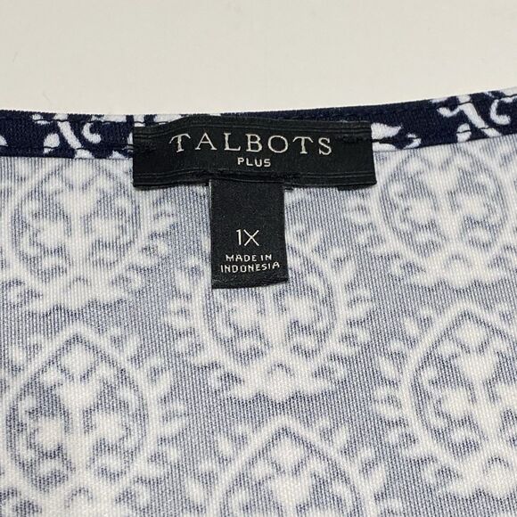 Talbots Faux Wrap Dress Womens Plus 1X Geometric Print Knee Length Stretch Knit - Picture 7 of 8